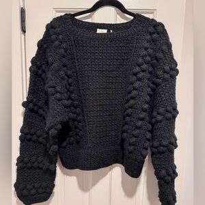 the westside Women’s Nora Alpaca Blend Pullover Sweater in Black popcorn